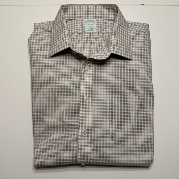 Brooks Brothers Men's XL Yellow Brown Checkered Shirt - Picture 1 of 3
